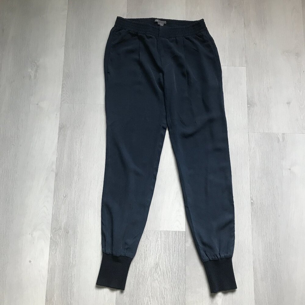 VINCE PANTS BLUE 100% SILK JOGGERS WOMENS XS